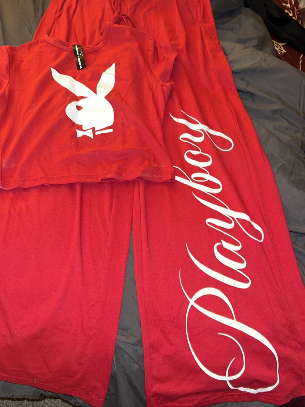 Red 'Playboy' Logo Pajama Set